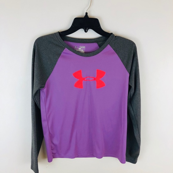 Under Armour Purple and Gray Long Sleeve Shirt - Picture 1 of 2